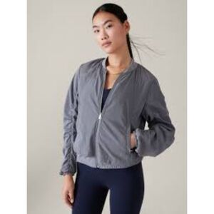 Athleta Wayfarer Bomber Jacket Full Zip Longsleeve in Coastline Blue Size S